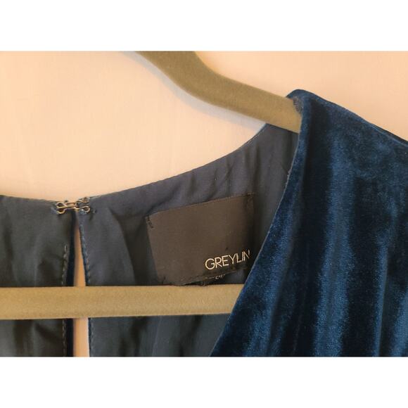 Anthropologie Greylin Womens Luna Dark Blue Velvet Jumpsuit Small - Picture 6 of 8